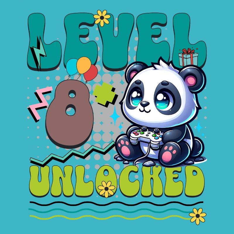8th Birthday Level Unlocked Gaming Panda