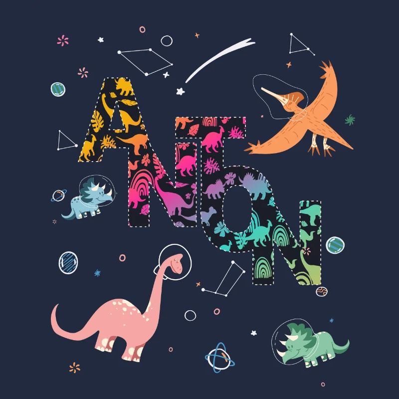 ANTON - Beautiful boy name with dinosaur