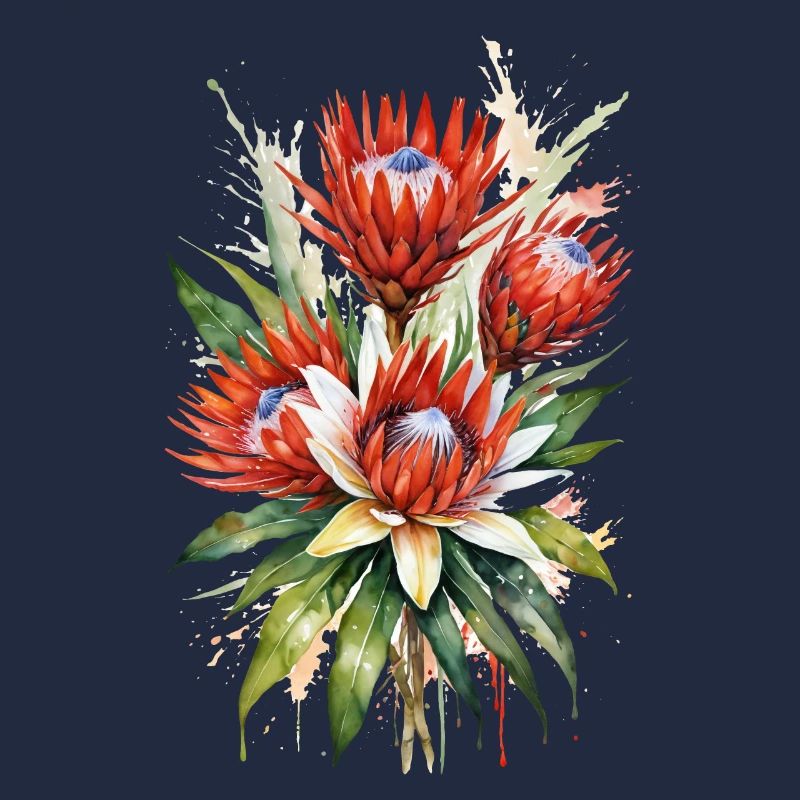 Fleurs de Protea Art de l’aquarelle | Botanique élégant