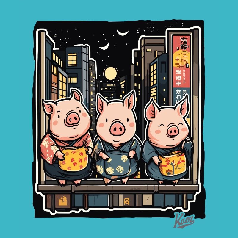 Funny pigs in Tokyo
