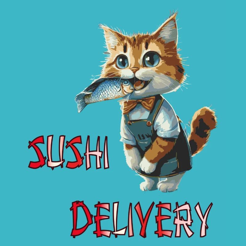 Chat avec du poisson dans la gueule