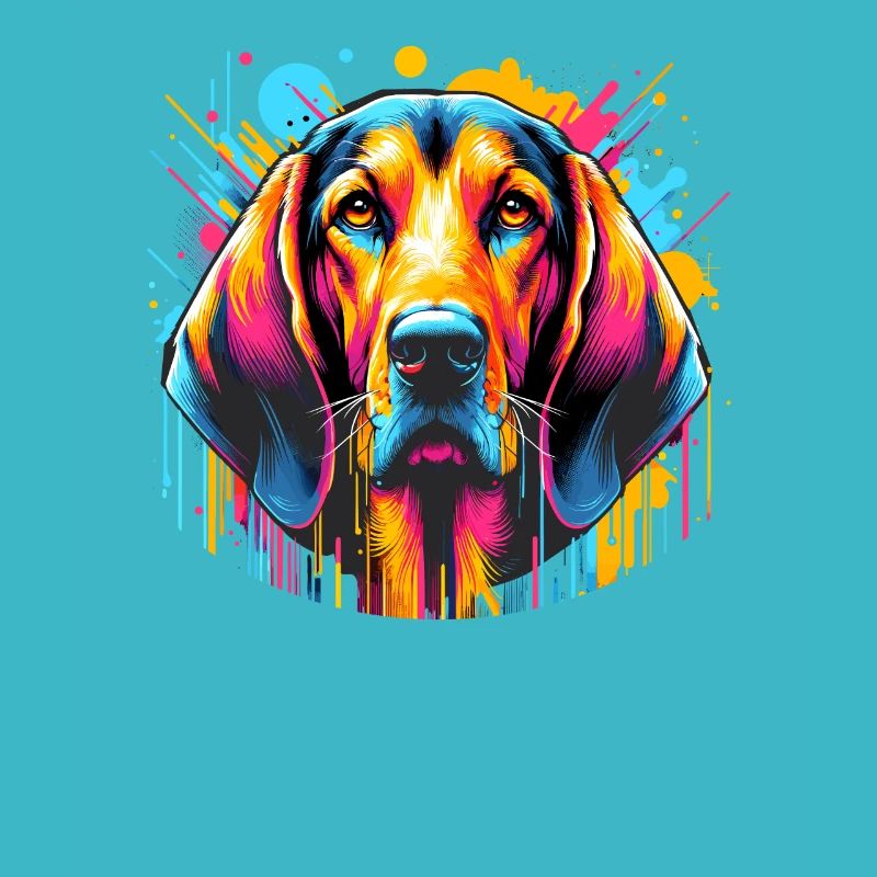 Colorful Splash Art Coonhound Coon Dog