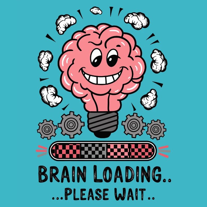 Brain Loading Please Wait Funny Cartoon Humor