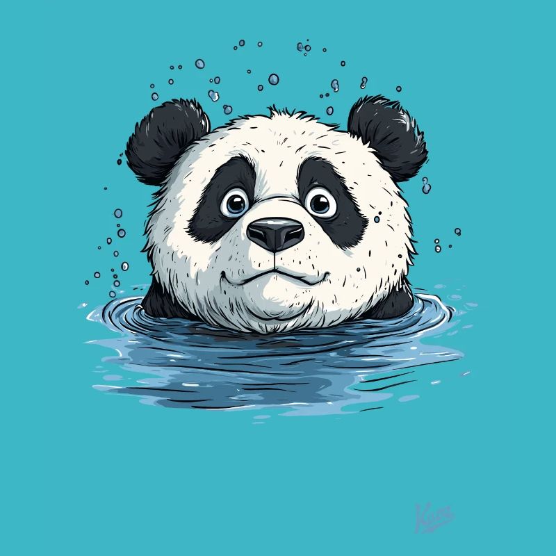 Petit panda dans l’eau