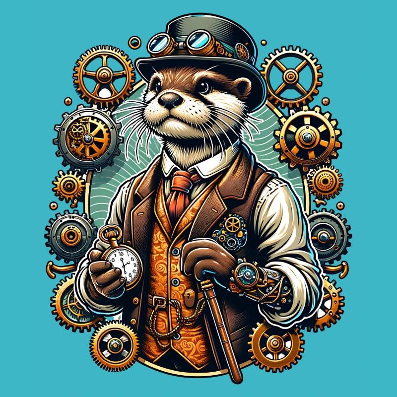 Steampunk Otter Mit Zahnrädern
