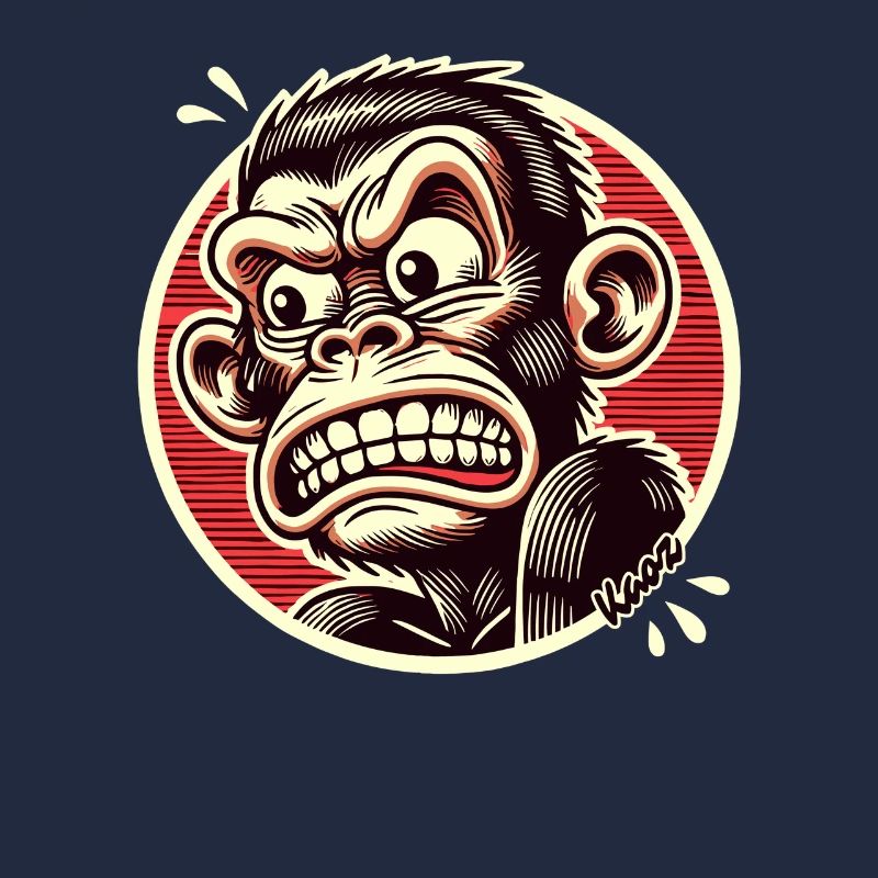 Angry indignant and funny gorilla