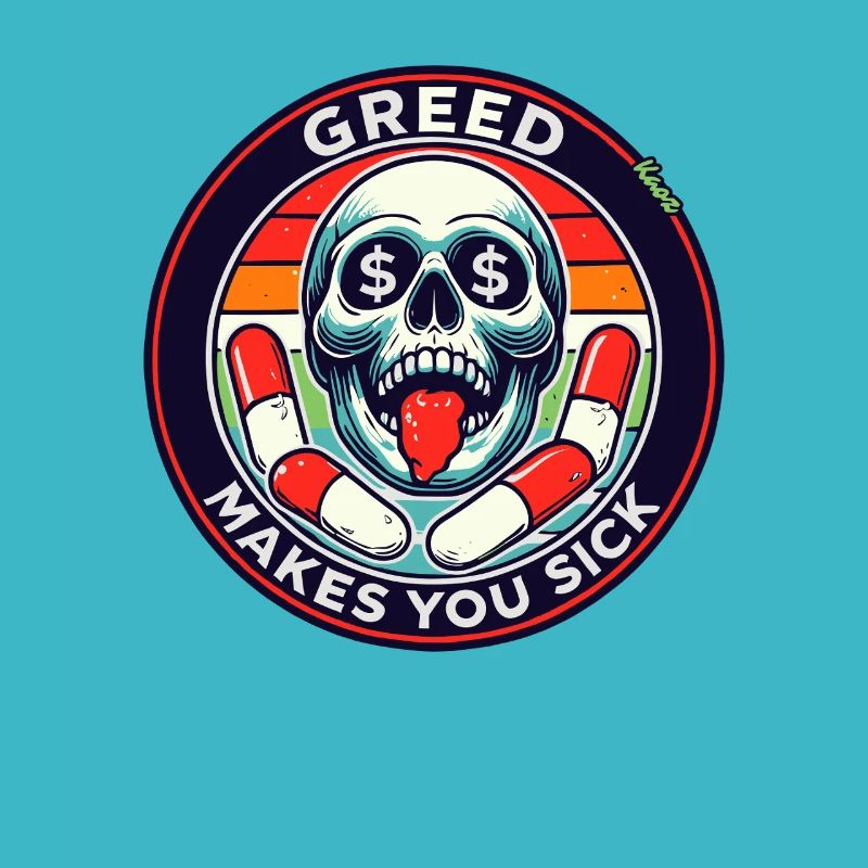Greed makes you sick, a skull