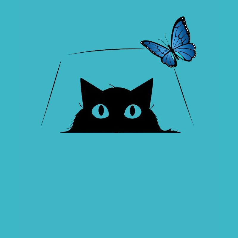 Chat mignon et papillon bleu Chat mignon