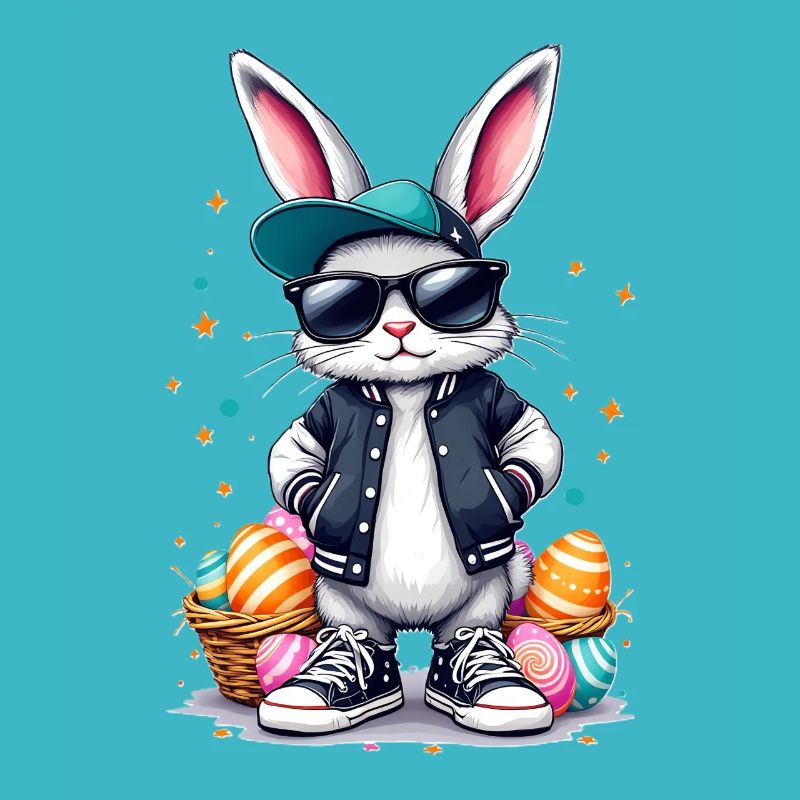 Stylish bunny with Easter basket