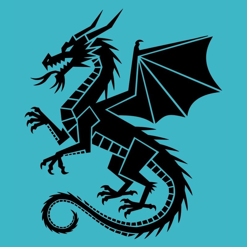 Geometrischer Drache – schwarze Silhouette