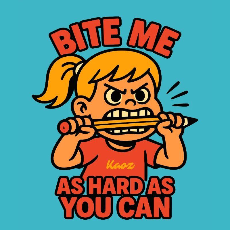 Beiß mich! Comic-Mädchen mit Wutanfall