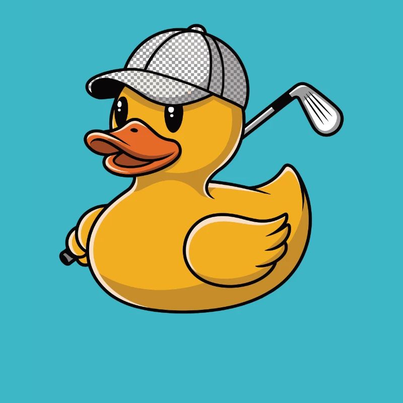 Gummiente mit Golfschläger