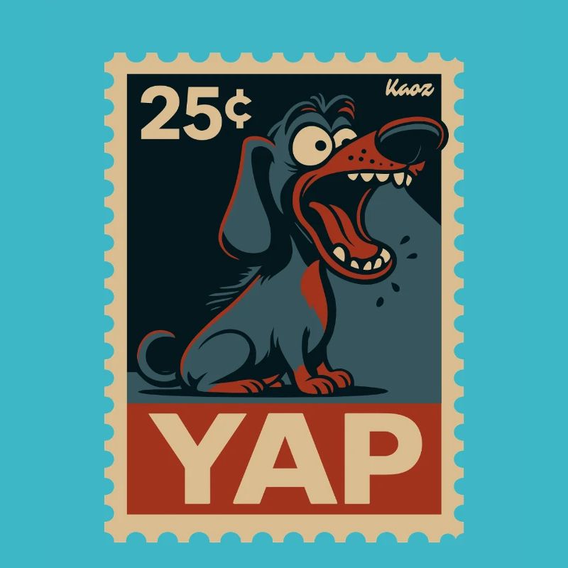 Comic-Dackel auf Briefmarke