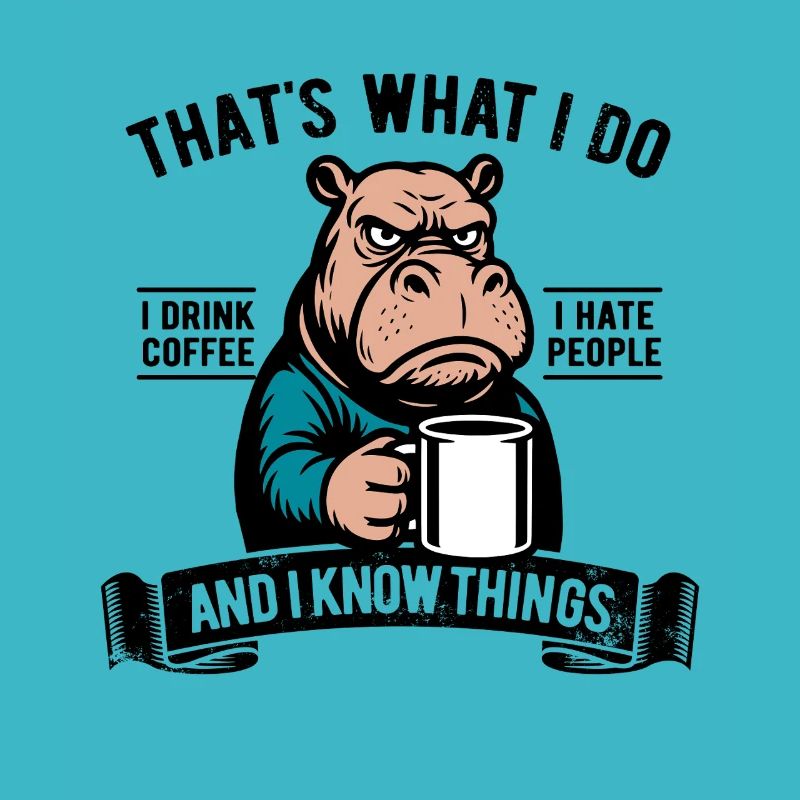 I drink coffee, I hate people and I know things