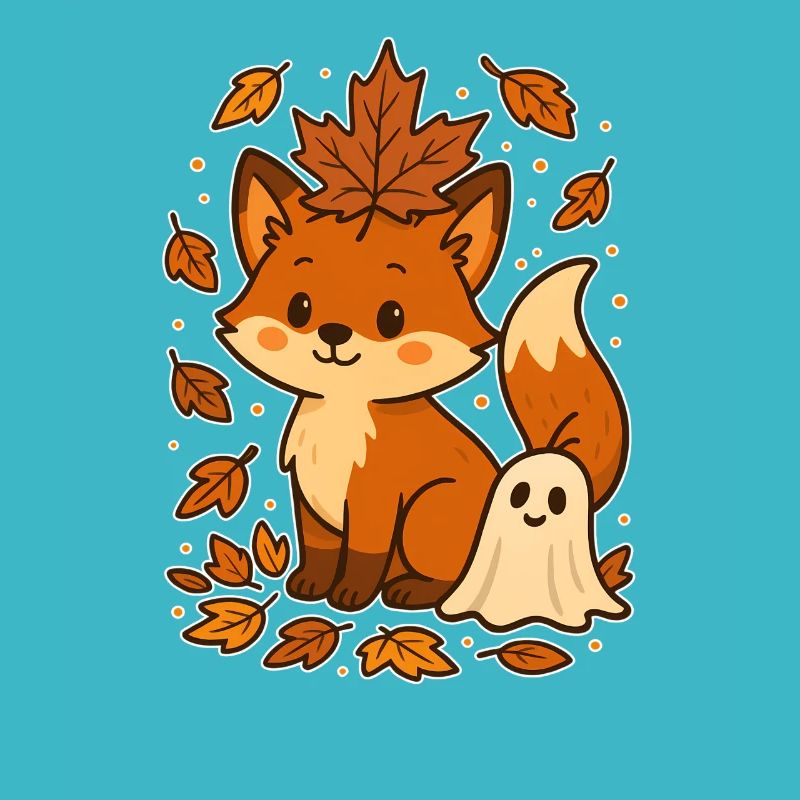 Herbstlicher Fuchs mit Blättern