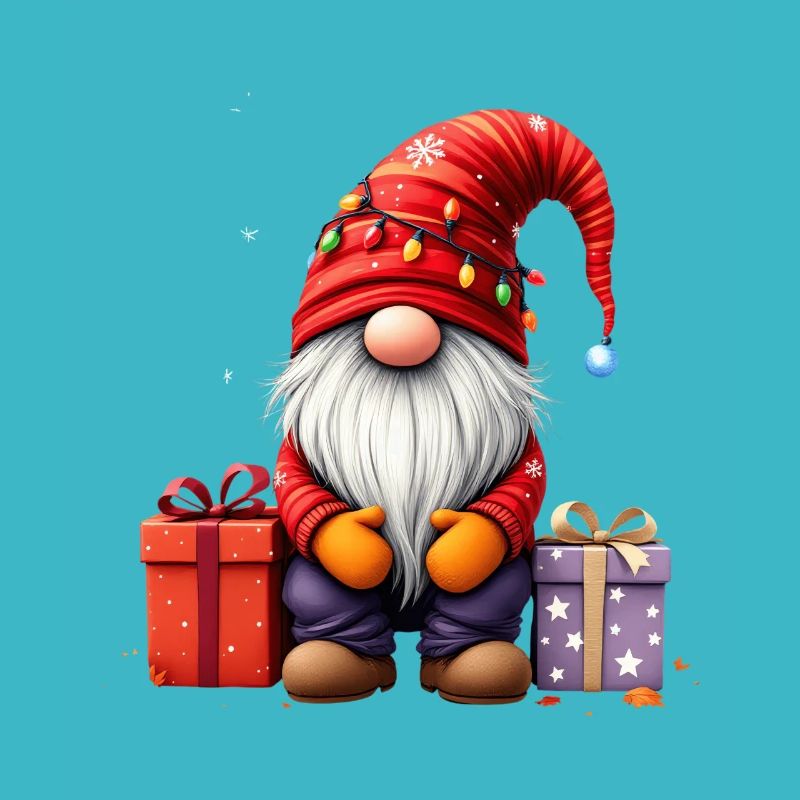 Gnomes de Noël avec cadeaux et lumières