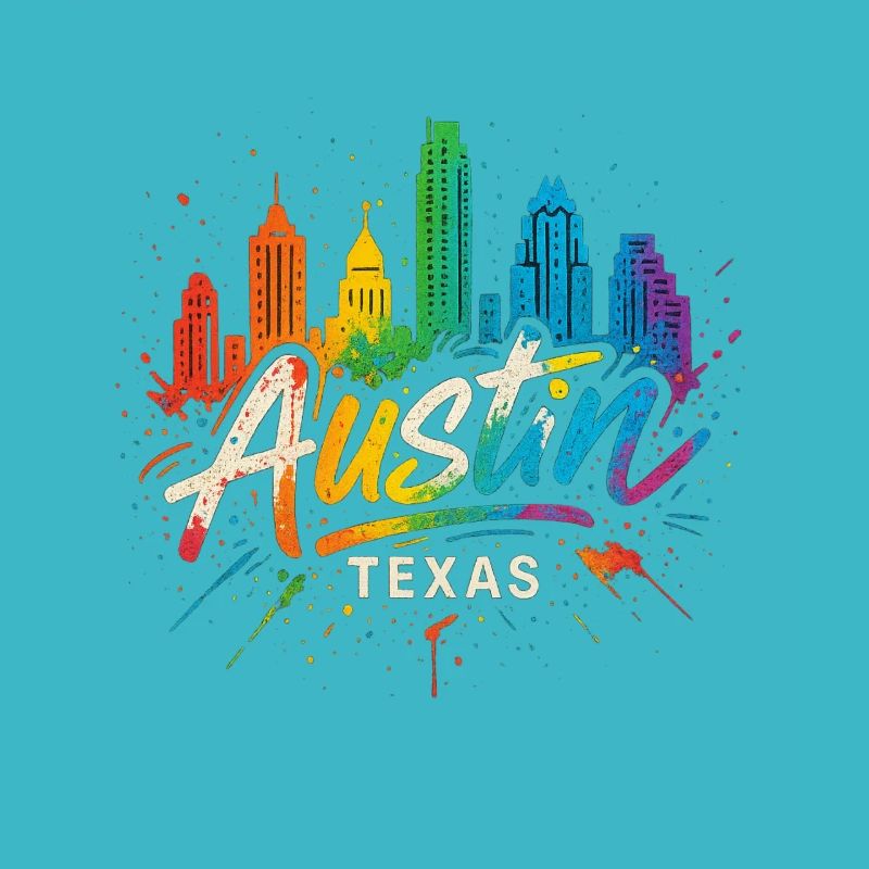 Austin Texas Color Worlds Skyline