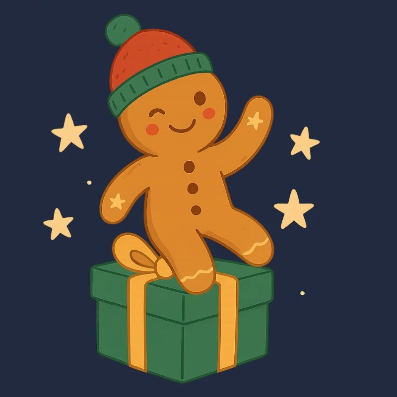 Lebkuchenfigur auf Geschenkbox
