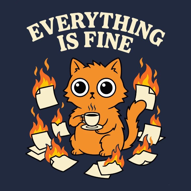 Everything Is Fine Coffee Cat Chaos Funny