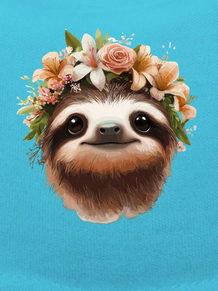 Flower Wreath Sloth Portrait