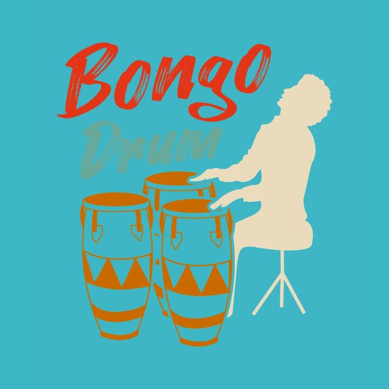 Retro Bongo Drum Silhouette Musician Design