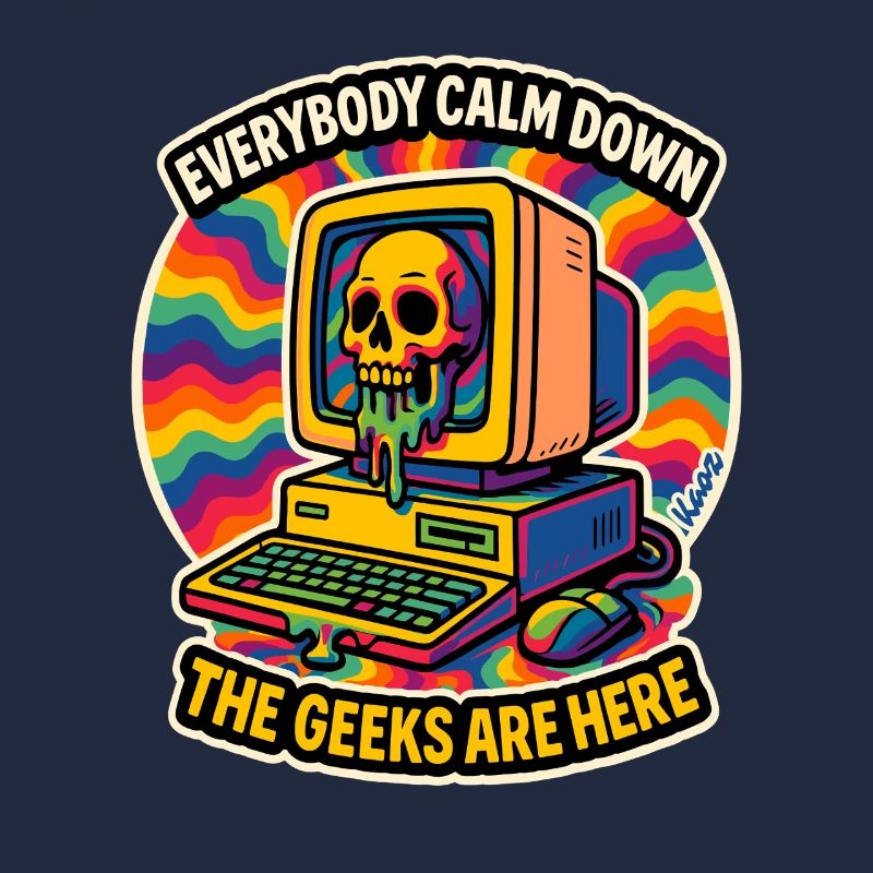 Geeks sind hier Retro Skull Computer