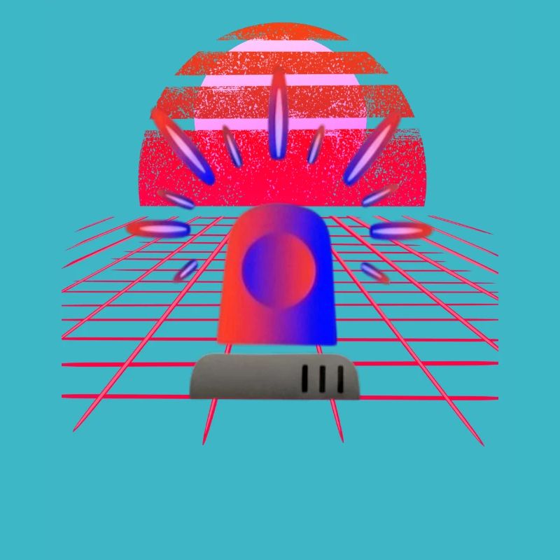 Retro Synthwave Sirene Blaulicht Neon