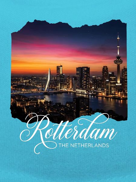 Rotterdam The Netherlands Skyline Abendlicht