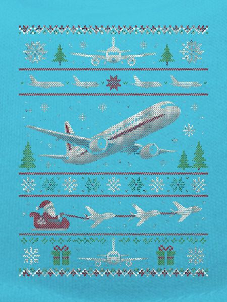 Weihnachtspullover mit Flugzeugmotiv