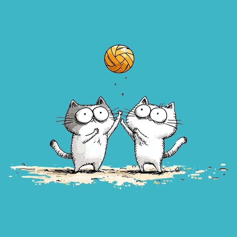 Cats Playing Beachvolleyball