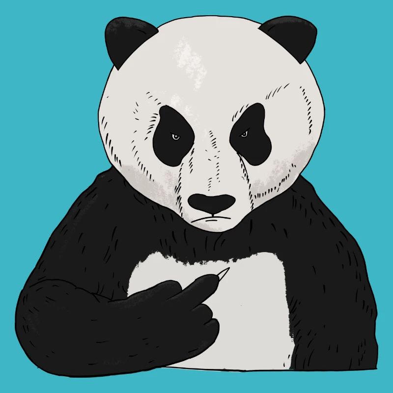 Mürrischer Pandabär mit Mittelfinger