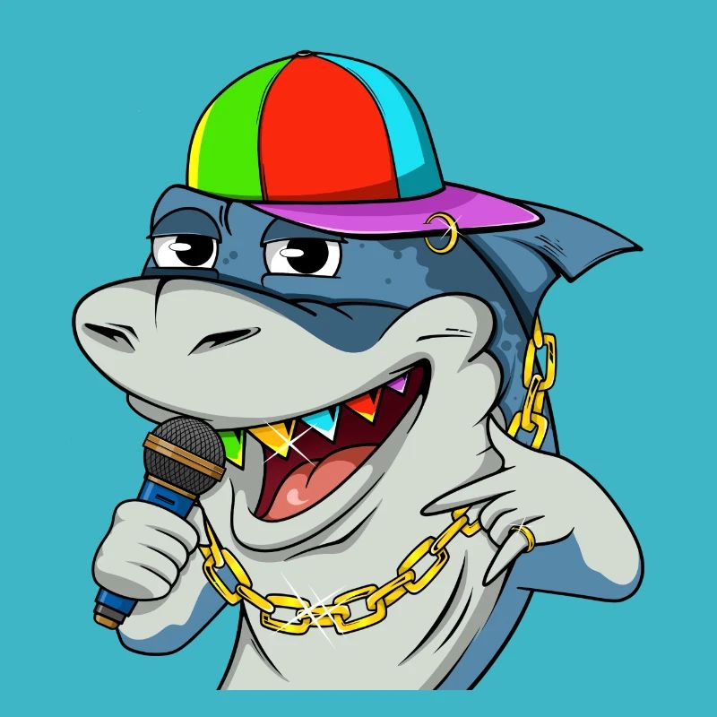 Cooler Rapper Hai mit Mikrofon #13 Cool Sharks