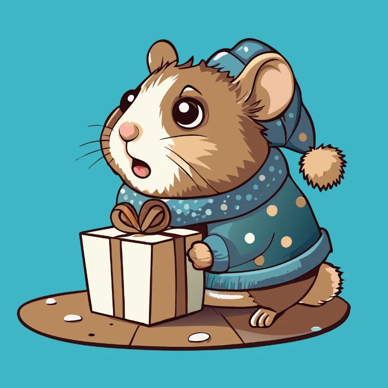 Cute hamster unwraps gift