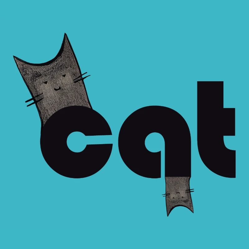 Süß Lustig Text 'Cat' Haustier Köpfe Tier Katze