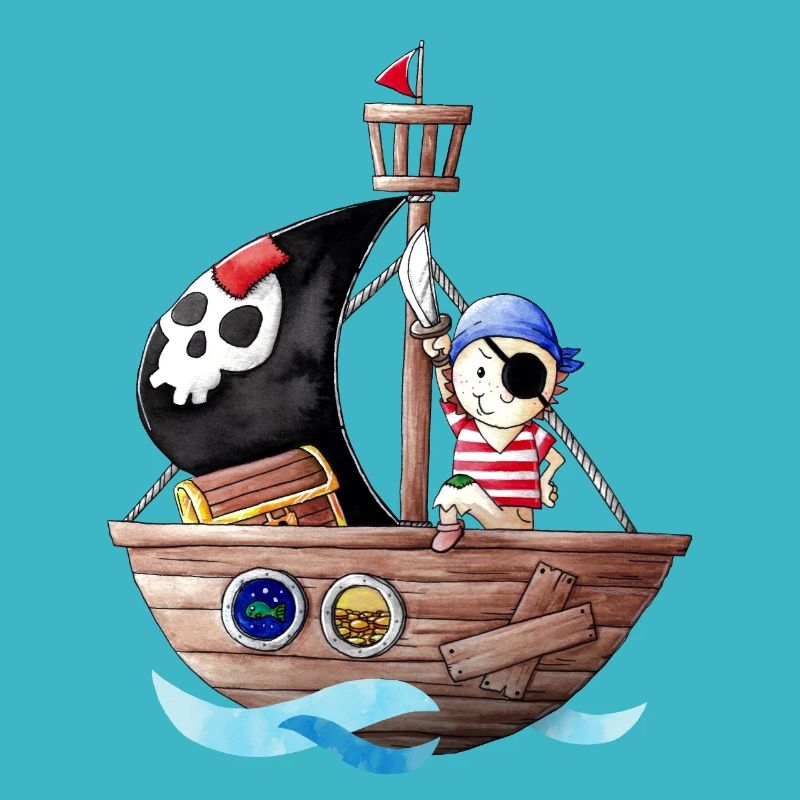 Petit pirate avec son bateau
