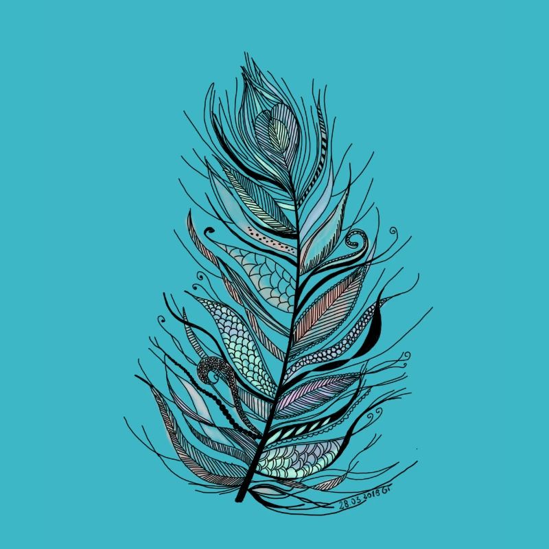 zentangle plume coloré no three