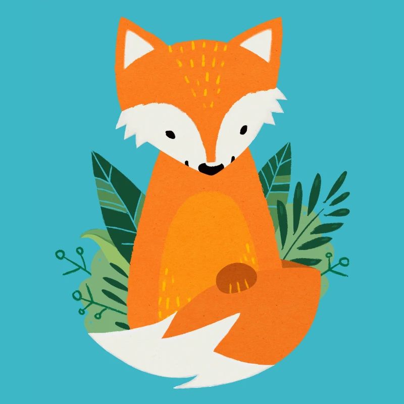 Petit renard dans la forêt - blanc
