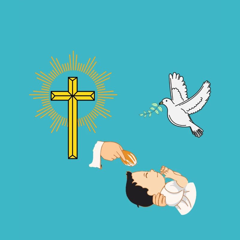Baptêmes de bébé avec une colombe et une croix