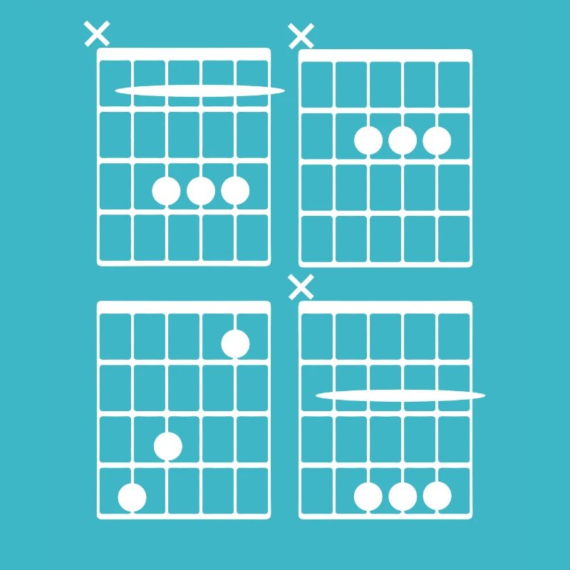 BACH as major chords tabs guitar (white)