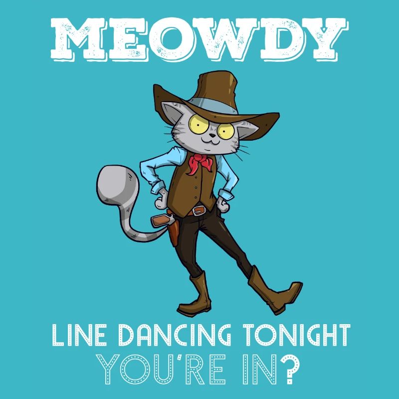 Line Dance Cat Cowboy Line Dancing Cats Pun Saying