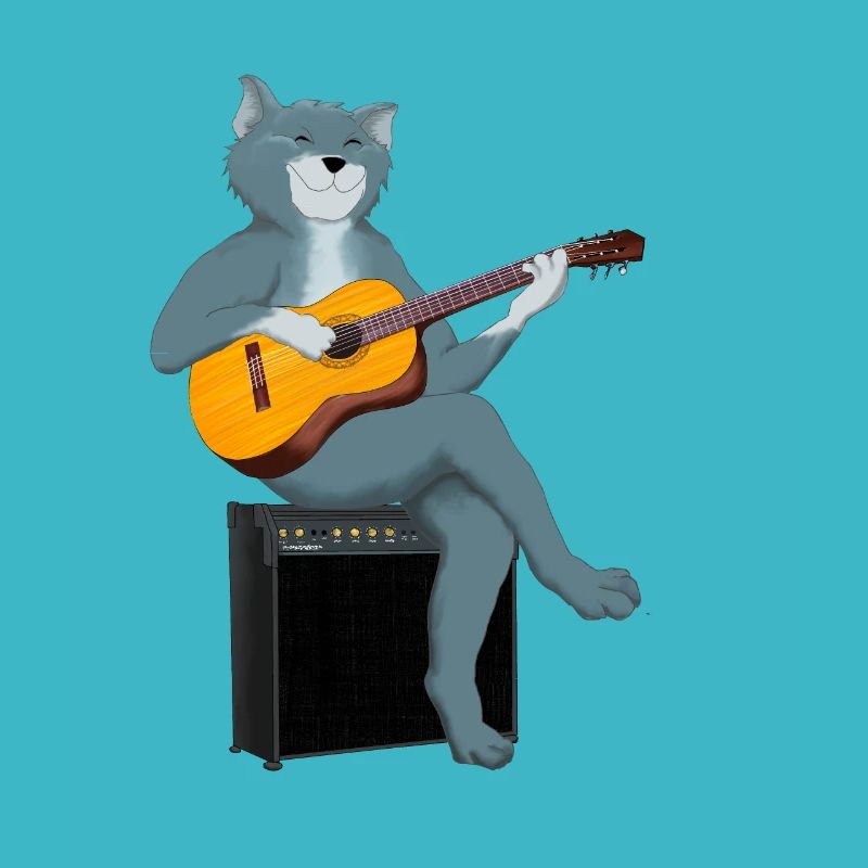 CAT PLAYING ACOUSTIC GUITAR