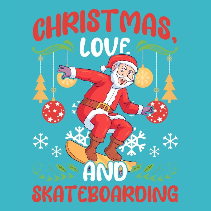 Boarder Snowboarder Christmas Love Skateboard