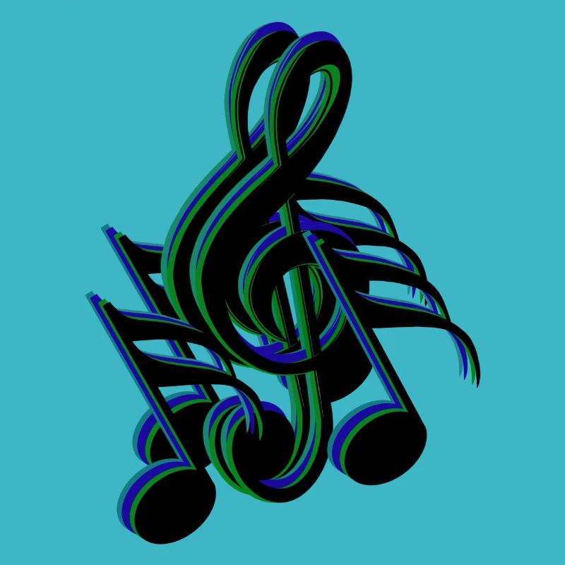 notes de clef bleu vert