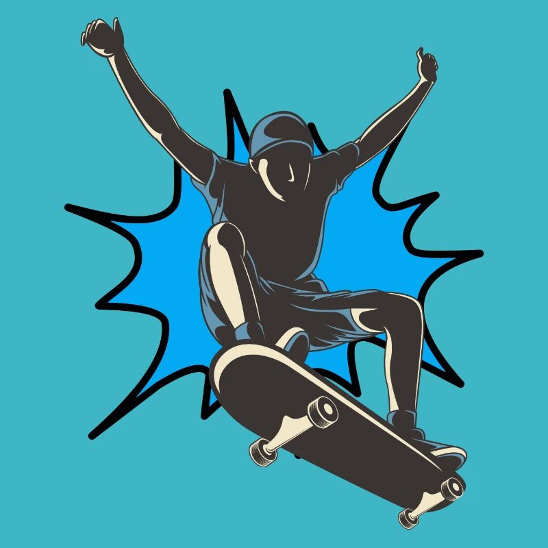 Skateboard blue explosion