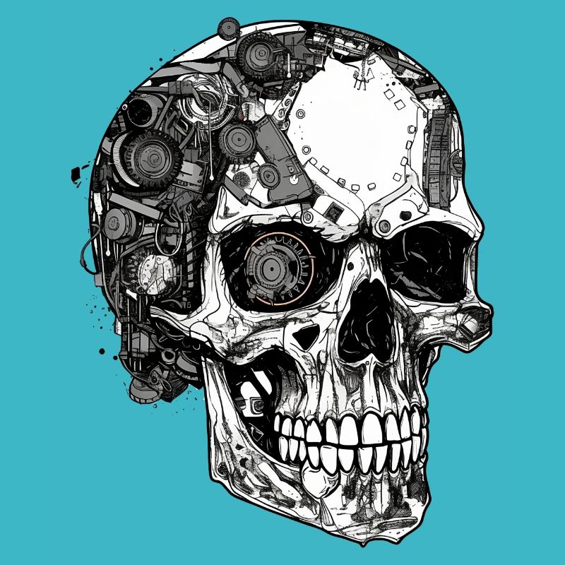 Creepy Machine Skull Skull dans le style gothique