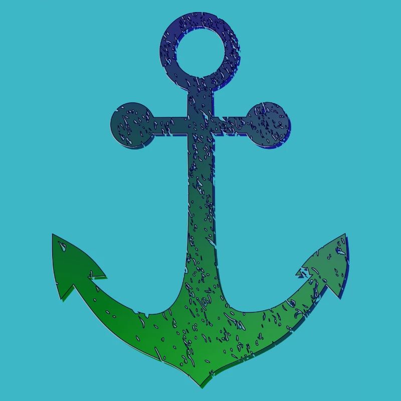 Ancre, bleu vert, aspect usé