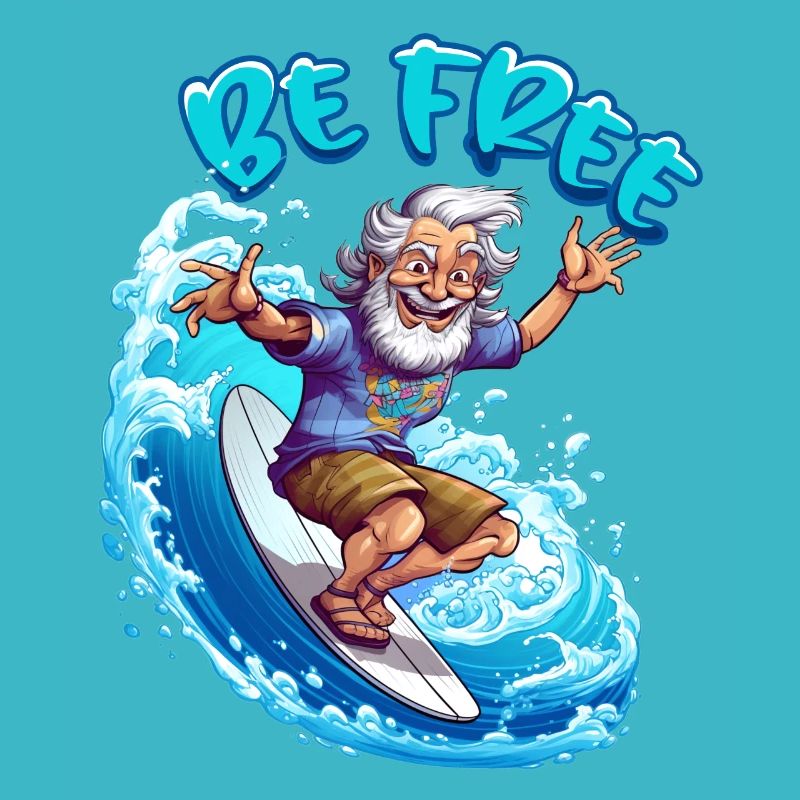 Drôle de hippie avec une planche de surf - surfeur