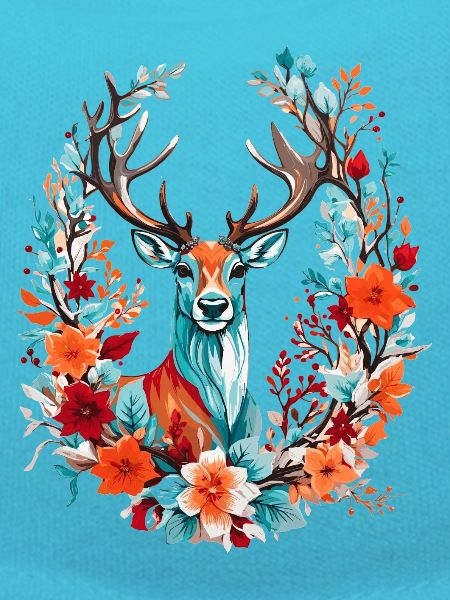 Hirsch mit Blumen