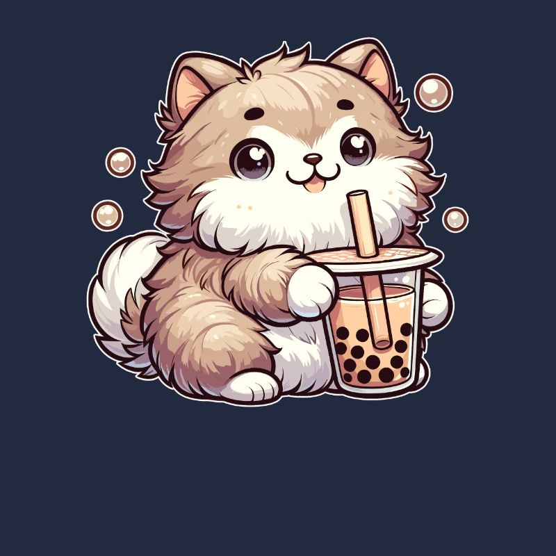 Cats Drink Bubble Tea kawaii Boba Cat