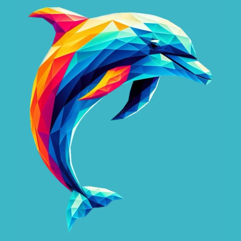 Ein bunter Delfin im Polygon-Stil